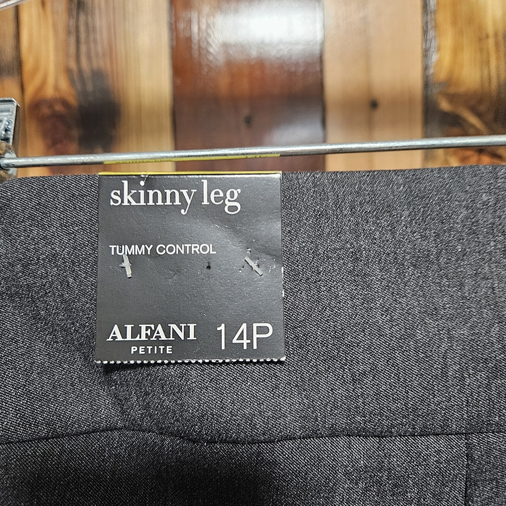 Alfani tummy control charcoal grey pull stretchy on trouser style work pants - Picture 3 of 5
